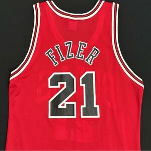 Rare Vintage Champion Marcus Fizer Chicago Bulls #21 Red Jersey 40 Men’s Medium